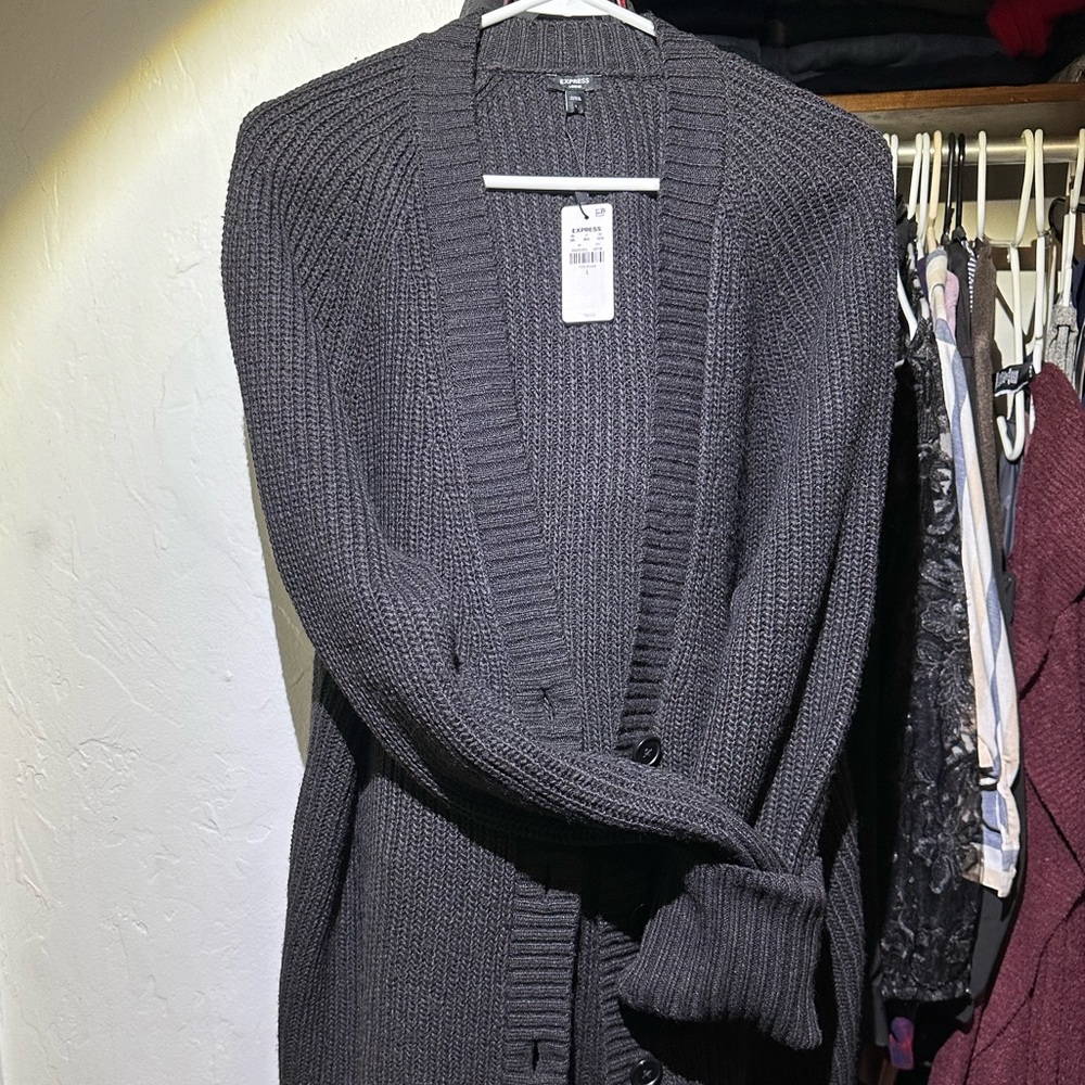 Black London Button Front Cardigan LARGE